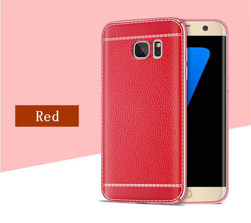 Red Кожаный чехол для samsung Galaxy S6 S7 край S8 S9 плюс A3 A5 A7 J3 j5 j7 Note8 Grand Prime покрытие Мягкий ТПУ чехол с мультипликационным рисунком - Цвет: Red