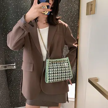 

2pcs/set New Fashion Handbags Skillful Manufacture Women Fashion Shoulder Handbag Woolen Chain Crossbody Bag Simple Clutch