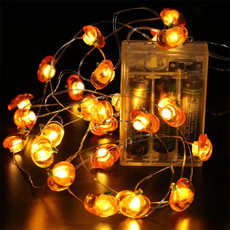 

10ft 40LEDs Sea Glass pumpkin String Lights Battery with Multi-Function X4YD