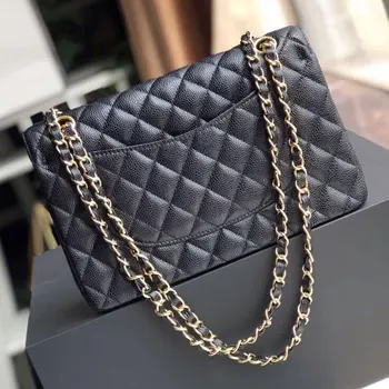 

Women bag 25cm Black bag Luxury Silver / Gold Chain Designer Elegant Vintage Shoulder Bag Office Daily Fashion Flap Crossbody