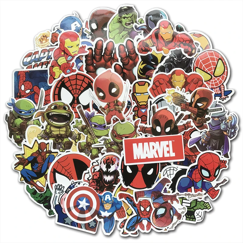 100 шт/партия мультфильм милые супер наклейки герои MARVEL наклейки-граффити наклейка с бомбой пакет для детей подарок игрушка скейтборд багаж ноутбук
