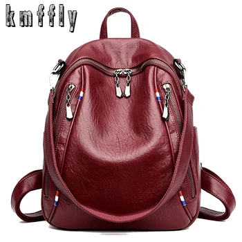 

Vintage Backpack Women High Quality Leather Backpack Large-capacity School Bag for Teenager Girl Casual Ladies Travel Backpack