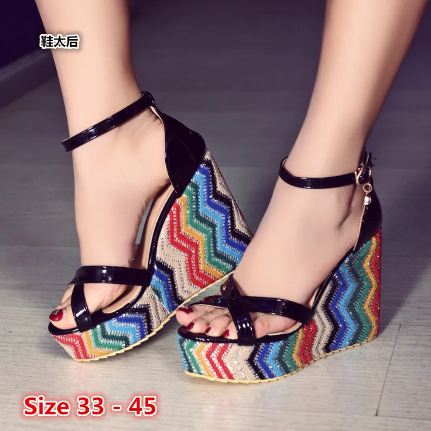 Туфли на танкетке и высоком каблуке Босоножки платформе Женские туфли толстом с