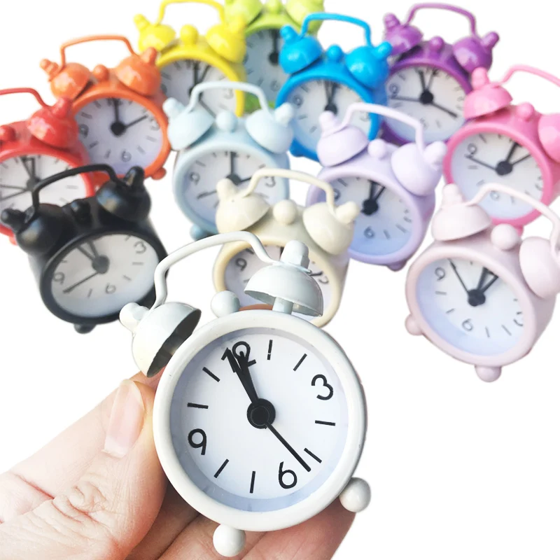 

New Mini Alarm Clock Electronic Round Number Double Bell Desk Table Digital Quartz Clock Home Decoration Retro Portable Adapdesk