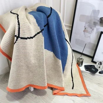 

Nordic Throw Thread Blanket Stitching Travel Plane Blanket Healthy Mat Cotton Blanket Couch Sofa Decor Slipcover Soft TowelLA469
