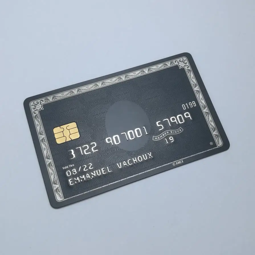 Металлическая визитная карточка черная Золотая подарочная карта на заказ и производство American express