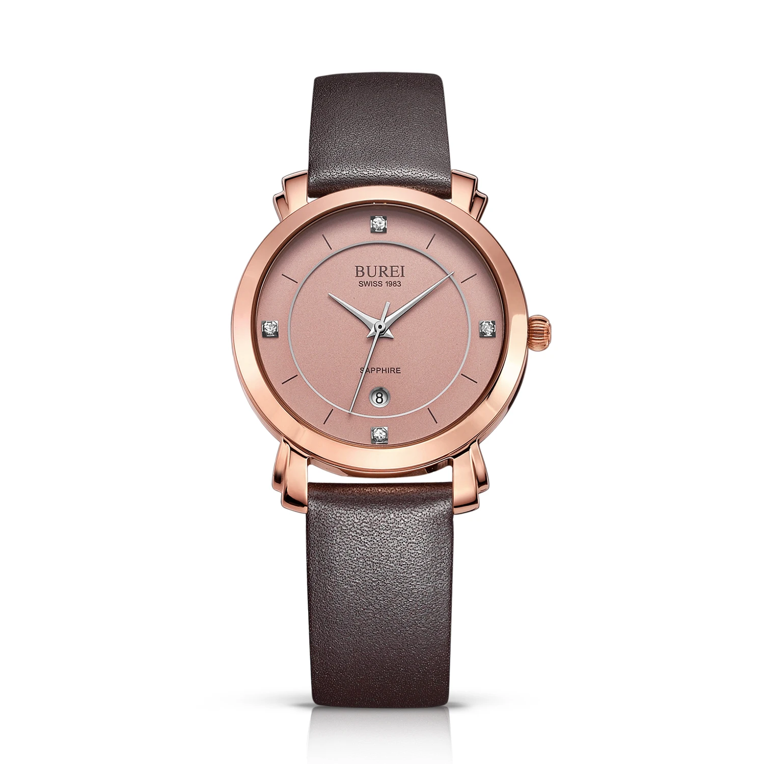 

BUREI 3016 Switzerland watch Women Watches Rose Gold Ladies Watch Leather Strap with Date Calendar and Genuine Leather Band