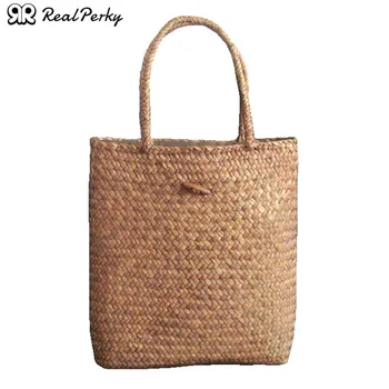 

Summer Women Fashion Large Straw Bags Female Handmade Woven Casual Rattan Beach Bags Tote Bag Ladies Vintage Shoulder Handbag
