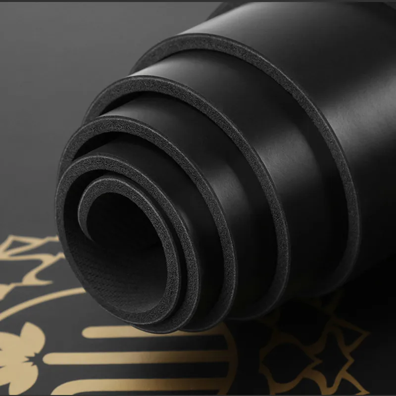 Black Gold PU Yoga Mat 185*68cm*5mm Natural Rubber Extended Thicken Workout Mat High Density Home Use Gym Fintess Euipment
