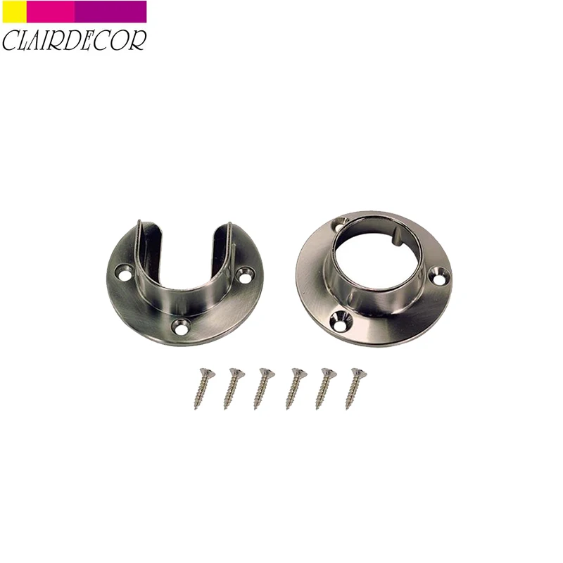 Satin Nickel 1-5/16 дюймов Тяжелых штанга для шкафа фланец набор пара - Цвет: Satin Nickel
