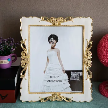 Marco de fotos con forma de flor Beige, decoración de escritorio de boda, marcos de plástico de 7 pulgadas, 1 Uds.