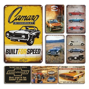 

Shabby Chic Car Metal Poster Tin Sign Vintage Garage Man Cave Wall Art Decor Accessories Retro Personalized Living Room Decor