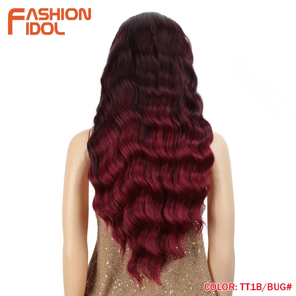 Иконы стиля(переход от темного к светлому), синтетические парики, 28 дюймов термостойкие волокна волосы блондинка длинные парики для Для женщин 4x4 Синтетические волосы на кружеве парик - Цвет: TT1B-BUG
