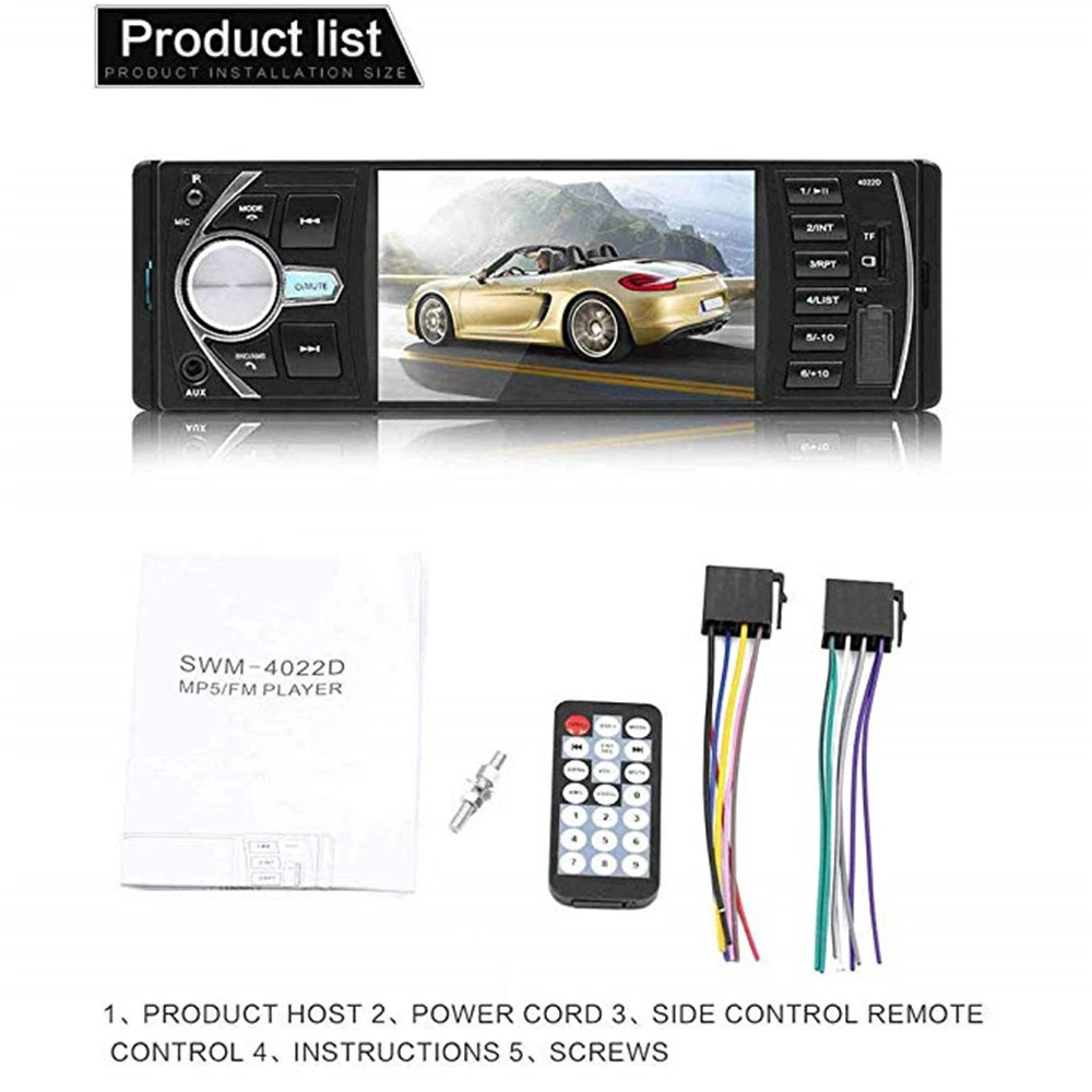 1 Din 4022D fm радио Авто Аудио Стерео Bluetooth Авторадио колесико управления Поддержка