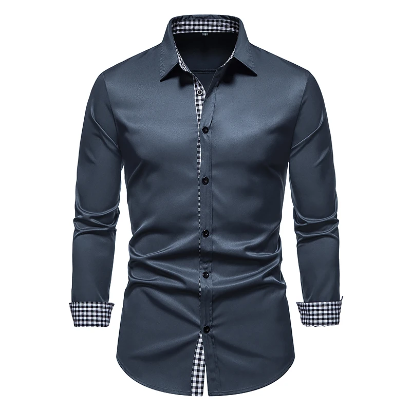 

Fashion spring autumn Men Shirts New Arrivals Slim Fit Male Shirt Solid Long Sleeve British Style Office Cotton Men's Shirt