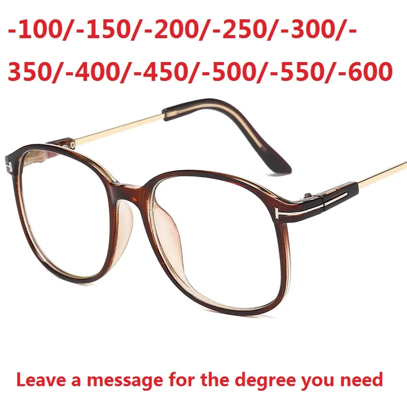 Zerosun очки для близорукости для женщин и мужчин-100/-150/-200 до-600 Finised Install Graduate Minus Lens Eyewear с оптическими линзами по рецепту - Цвет оправы: Коричневый