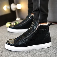 Зимняя мужская повседневная обувь с высоким берцем; chaussure homme; Плюшевые кроссовки; шикарные ботинки мужские Tenis Krasovki; Прямая поставка; обувь на молнии