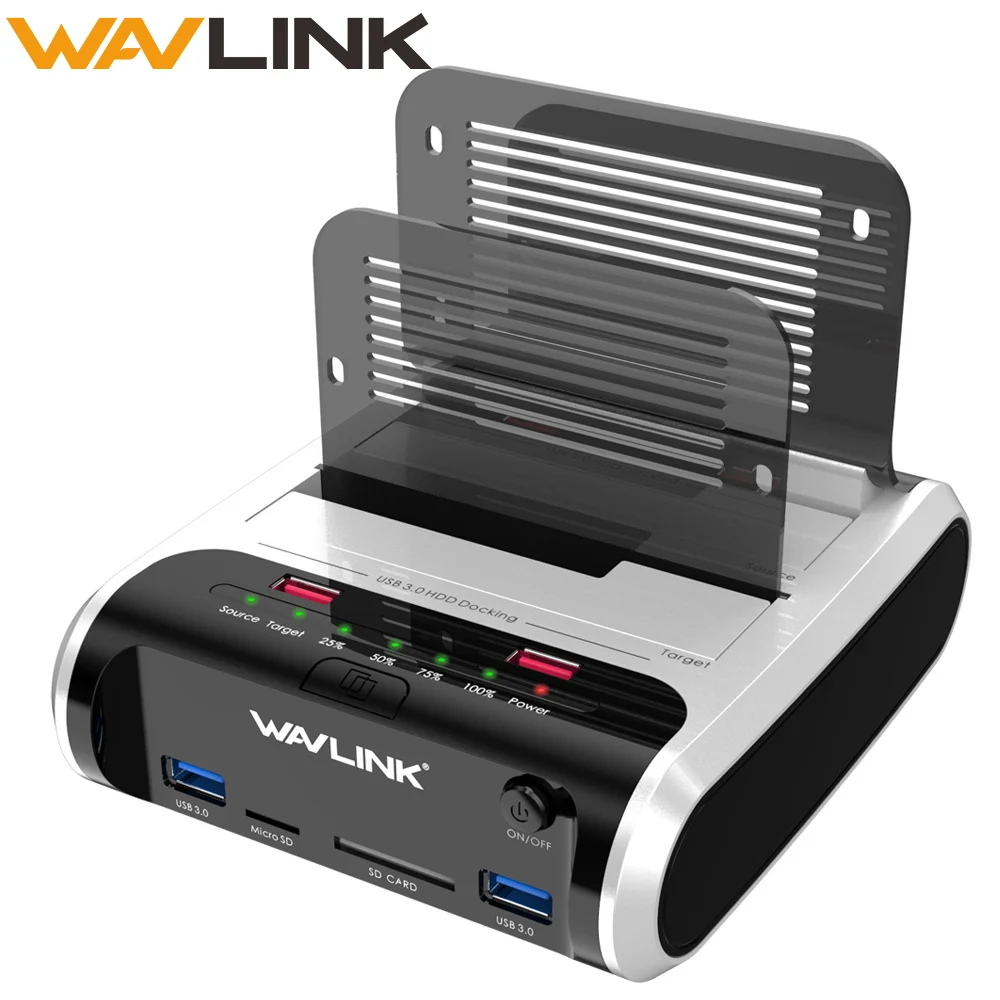 

Wavlink Dual Bay USB 3.0 to SATA Hard Drive Enclosure SATA HDD Docking Station HDD Box Offline Clone&UASP for 2.5"3.5"HDD SSD