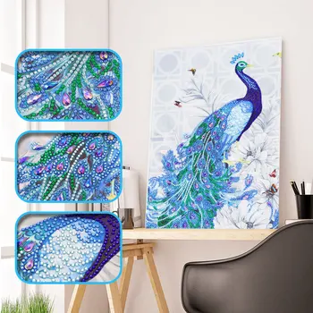 

FANYUE diamond-painting-5d special-shaped crystal bright diamond blue peacock,diy diamond cross stitch embroidery art accessory
