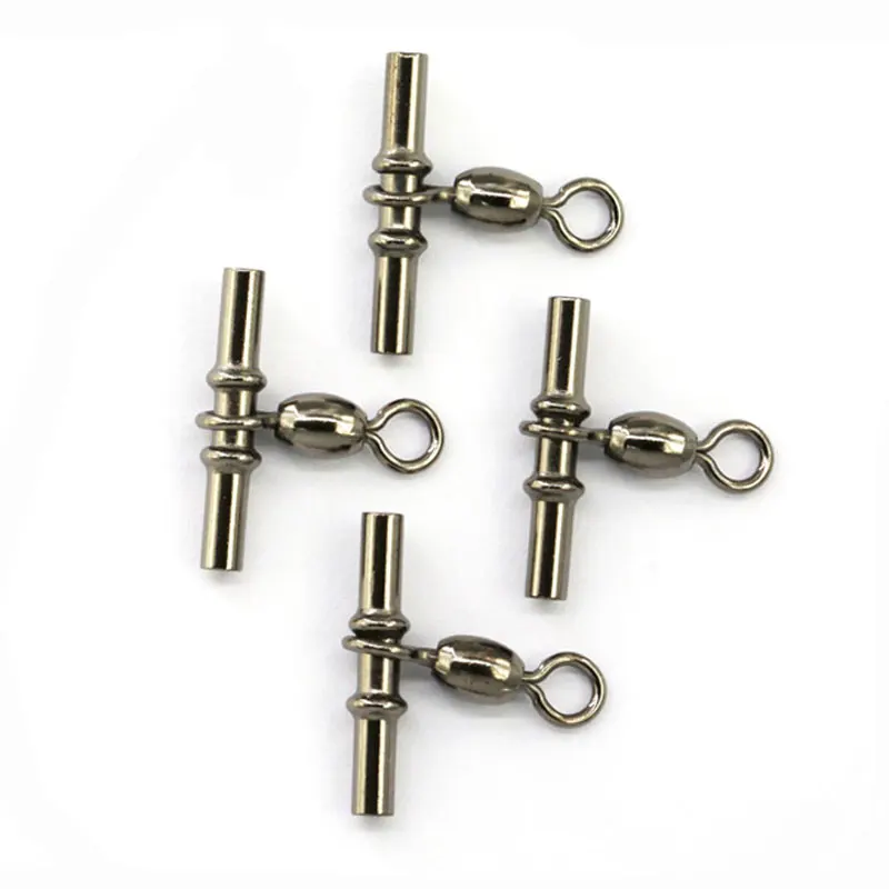 

10pcs Saltwater Fishing Tackle 3-way Fishing Rolling Swivels With Solid Ring Copper Tube Fishing Line Connector Rig Accessories
