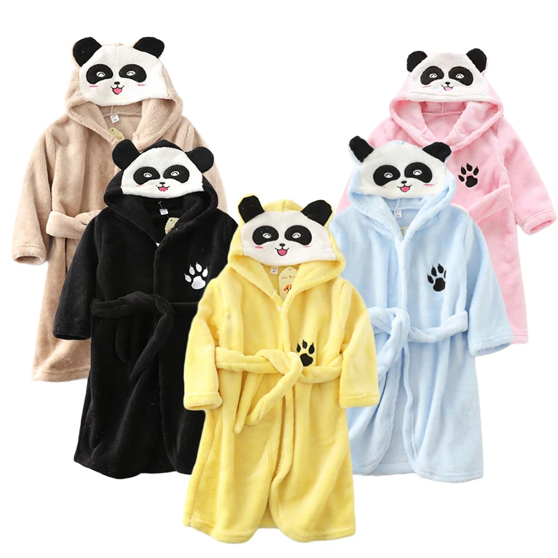 2023 Kinderen Pyjama Winter Peuter Flanellen Pyjama Gewaden Jongen Meisje Hooded Badjas Baby Homewear Kleding Jas Kinderen Jas