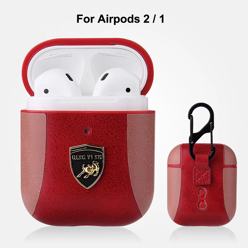Роскошный кожаный чехол для Apple Airpods Pro противоударный чехол для Airpods Pro 3 2 1 чехол для Apple Air pods 3 Pro защитный чехол - Цвет: Red airpods 2 1