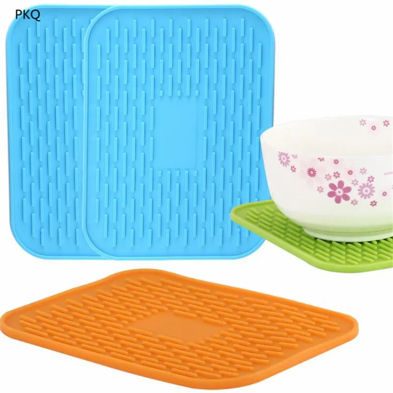 

21.5*15.5cm Thickening Saucepan Table Heat Insulation Silicone Mat Pad Kitchen Sink Mat For Drying Dishes Cup Coaster Protector