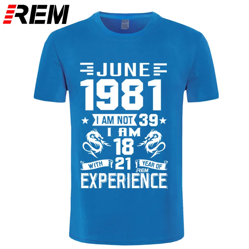 blue june Июльский Август 1981 года мужская футболка с коротким рукавом, Повседневная модная футболка с принтом, января, февраля, Марта, сентября, апреля, мая, июня - Цвет: blue june