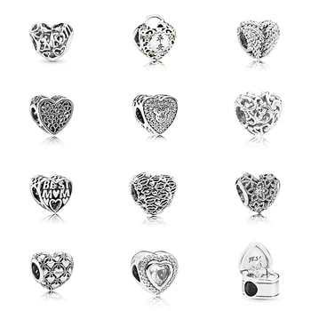 

Fashion 925 Silver Feather Heart Shaped, Hollow Out, Mother's Day, Peaceful Our Promise DIY Original Women Jewelry Luxury Gift