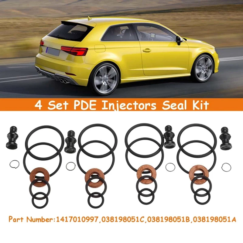 

4Set Car PDE Injectors Seal Kit 1417010997 038198051B Replacement Accessories for Audi Seat for Skoda