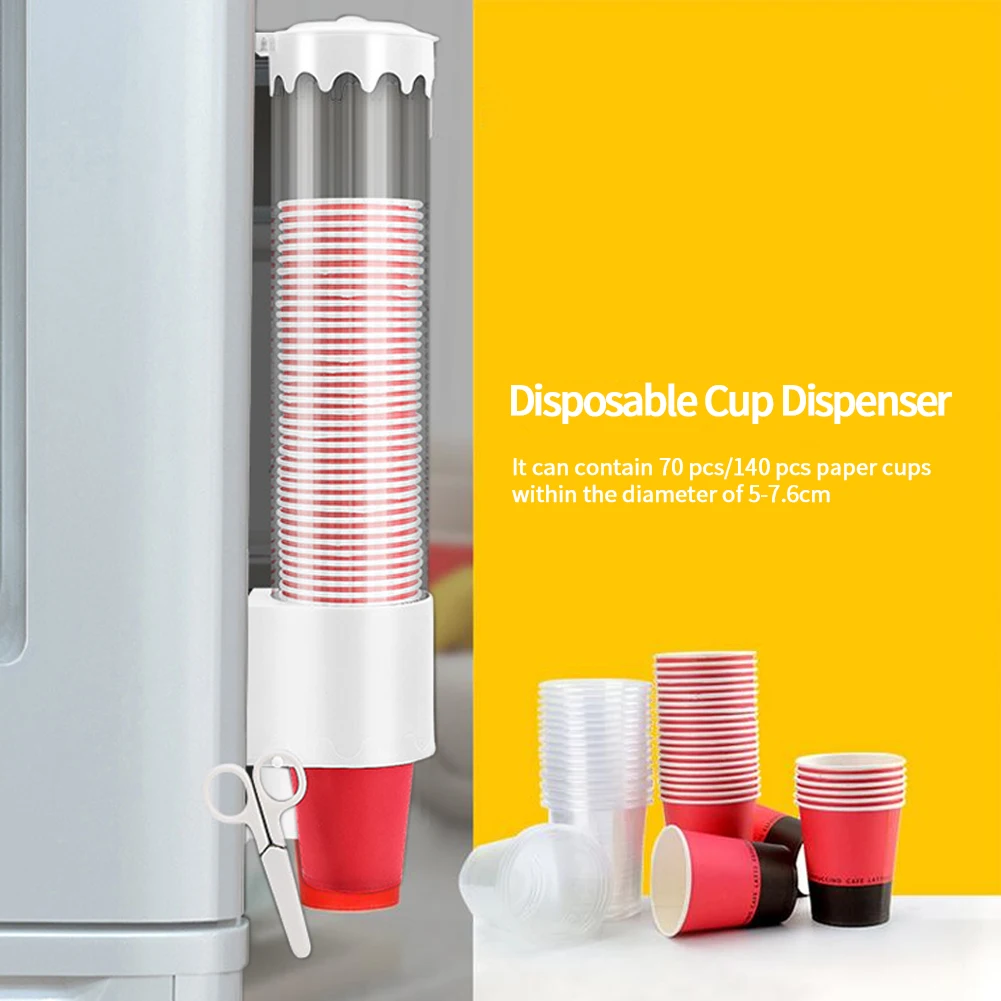 

Plastic Self Adhesive Wall Mounted Storage Rack Remover Dustproof Disposable Cup Dispenser Shelf Automatic Home Office Container