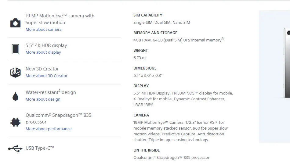 5,4" 4 GB 64GB sony Xperia XZ Premium G8142 мобильный телефон с двумя sim-картами Snapdragon 835 3840x2160 3230mAh NFC 4G телефон