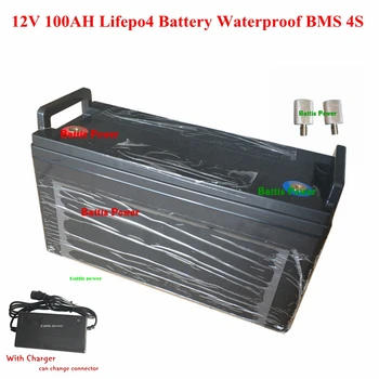

12V 100AH Lifepo4 Batterie Waterproof BMS 4S for 1200W Campers Power Supply EV Solar Storage Motorhome Speaker + 10A Charger