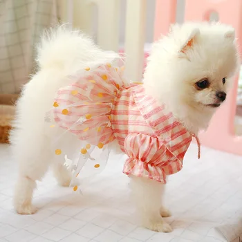 

Dog Dress Princess Lace Buttons Spring Summer Dog Clothes For Small Dog Party Dog Skirt Puppy Costume Pets Outfits New