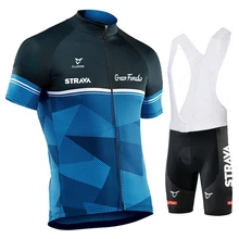 STRAVA 2021 Pro Team Summer Cycling Jersey Clothing Bicycle Tops Bike Downhill Breathable Quick Dry Shirt Men Short Sleeve Set