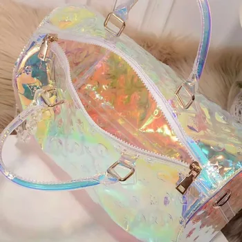 

Laser Luxury 2020 New Transparent Crossbody Bag for Women Large-capacity Colorful Sports Handbag Short-distance Travel Bag 50CM