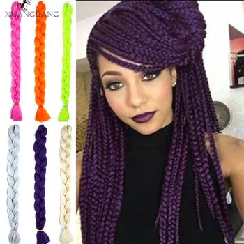 

XUANGUANG 24 inch Jumbo Knitting hair Crochet Hair Synthetic Braiding wig Hair Crochet Blonde Hair Extensions For Braid