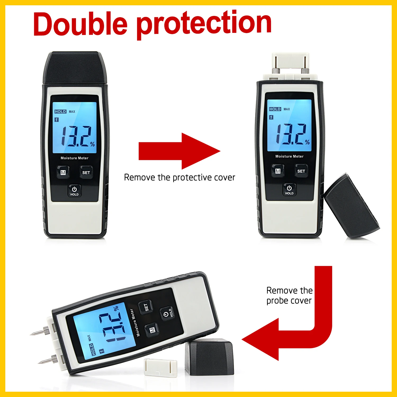 RZ Moisture Meter Digital Wood Moisture Meter 0-80% Wood Working Tester Measuring tool RZ660 wood moisture meter