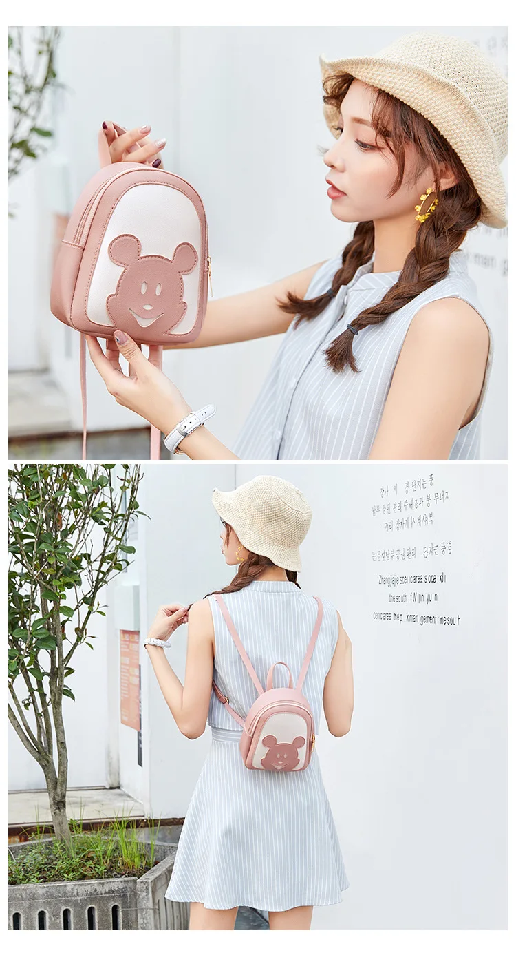 Disney Микки Маус женская сумка на плечо женский рюкзак из искусственной кожи с мультяшным рисунком Открытый Дорожный рюкзак водонепроницаемая новая сумка для покупок сумочка