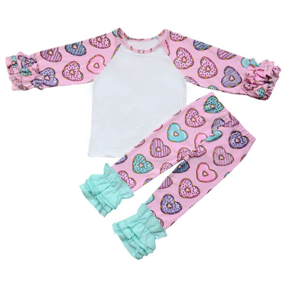 НОВАЯ РОЖДЕСТВЕНСКАЯ одежда для маленьких девочек клетчатая футболка с длинными рукавами с рюшами и рукавами реглан пасхальное яйцо, детские штаны с рюшами, комплект одежды