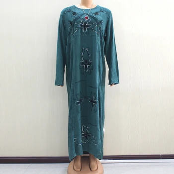 

African Autumn New Many Occasion Sequin Long-sleeved Cotton Dashiki Dress for Lady