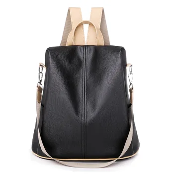 

Creative PU Leather European and American Style Backpack Solid Color Leisure Backpack Travel Bag Single Shoulder Bag Women's Bag