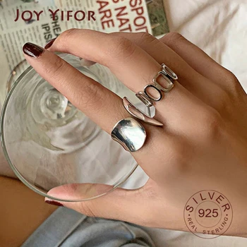 

925 Sterling Silver Width Rings for Women New Fashion Creative Hollow Geometric Handmade Party Jewelry Gifts