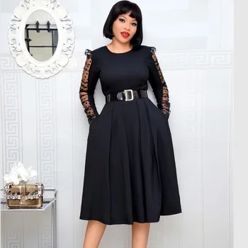 

African Dresses Women Office Lady Summer Africa Clothes 2020 Fairy Dreams Elegant Dot Mesh Patchwork Tunic Party Midi Long Dress