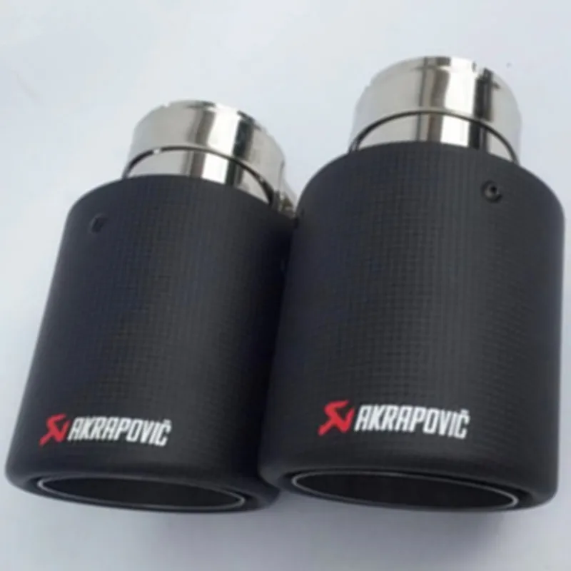 2 шт. Akrapovic Автомобиль Черный углеродного волокна выхлопные трубы один глушитель советы