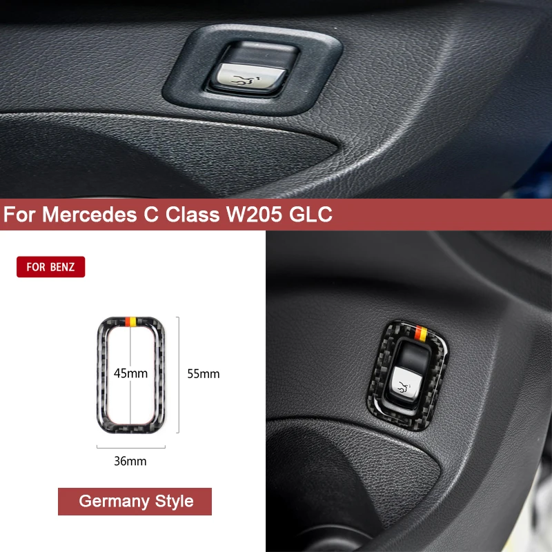 

Car Stickers For Mercedes C Class W205 GLC Accessories Carbon Fiber Car Rear Trunk Switch Control Button Trim Frame Decal