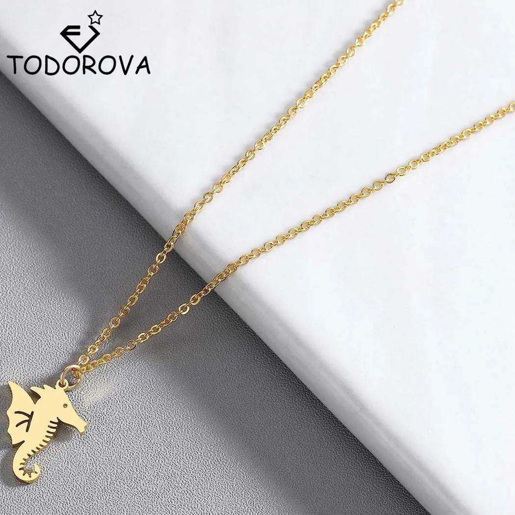 

Todorova Seahorse Pendant Stainless Steel Necklace Sea Animal Ocean Beach Jewelry Lovely Women Necklace Sea Horse Party Gift