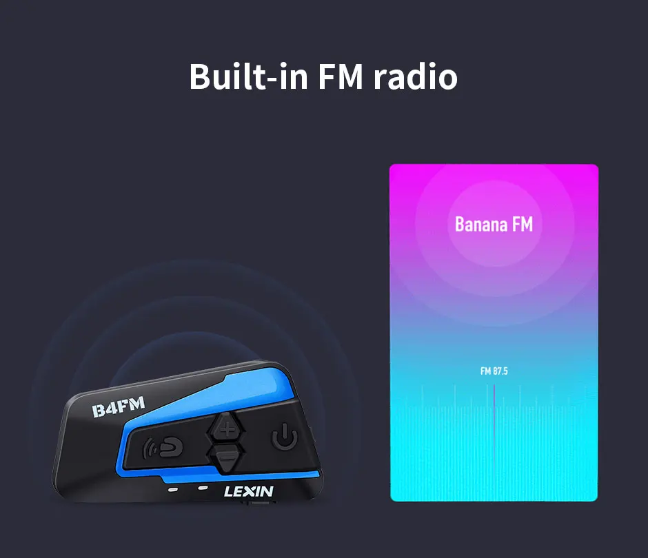 Гарнитура Lexin для шлема мотоциклетная с поддержкой Bluetooth и FM радио|Наушники
