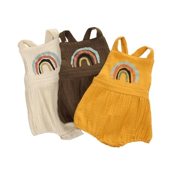

Newborn Baby Rainbow Printed Romper Infants Clothes Cute Toddlers Kids Suspenders Jumpsuits