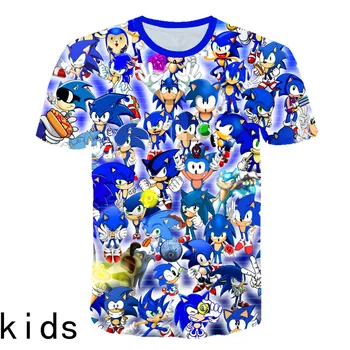 

3D print Children Sonic The Hedgehog Boys Girls Tops Tees Cartoon Design Funny T-Shirts Kids Summer Casual Clothes For Toddler